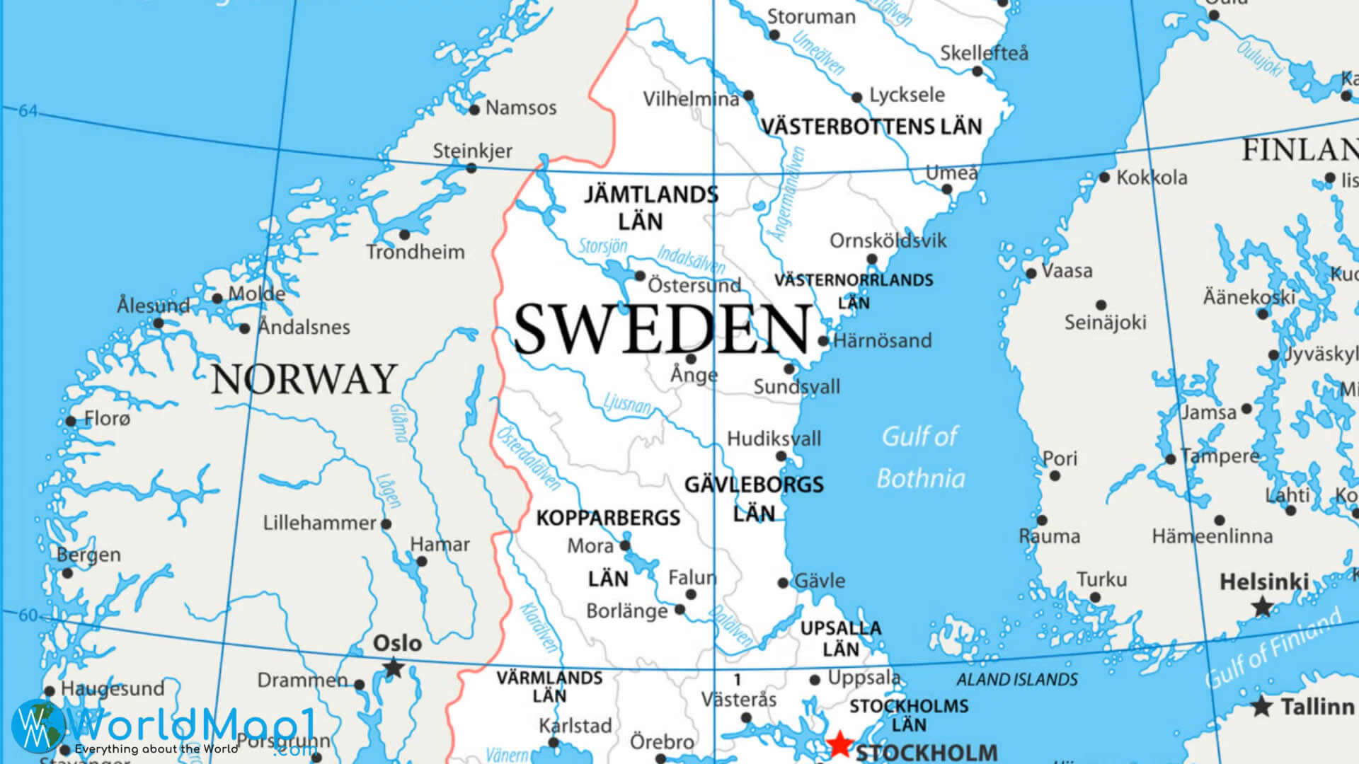 Sweden Rivers Map